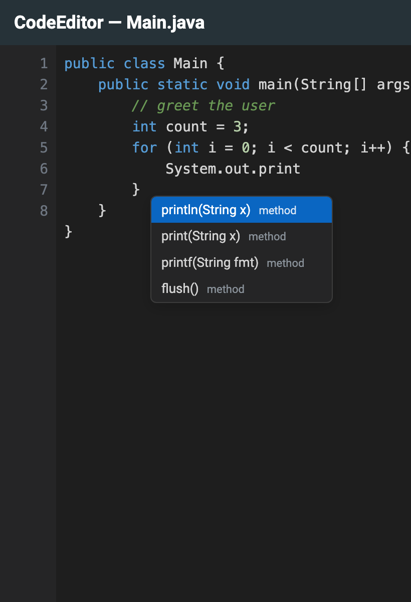 CodeEditor in the dark theme